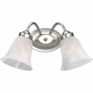 Volume Lighting V1572-33 2-Light Indoor Brushed Nickel Bath or Vanity Light with Alabaster Glass Bell Shades