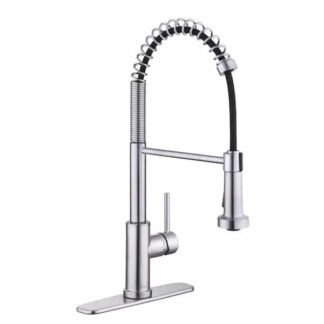 Glacier Bay 1007 907 578 Paulina Single-Handle Spring Neck Pull Down Sprayer Kitchen Faucet in Stainless Steel