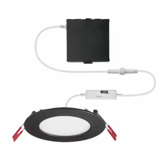 Commercial Electric 91973 Ultra-Slim 4 in. Matte Black Color Selectable New Construction and Remodel Color Canless Recessed Integrated LED Kit