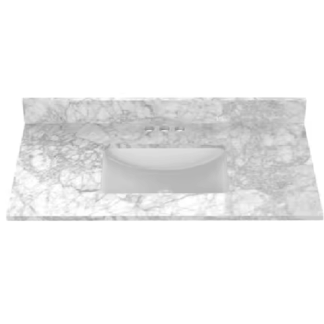 Home Decorators Collection 100046741 37 in. W x 22 in D Marble white Rectangular Single Sink Vanity Top in Carrara Marble