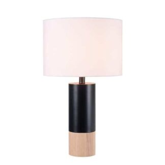 Manor Brook MB100629 Fletcher 22 in. Black with Natural Wood Accent Lamp