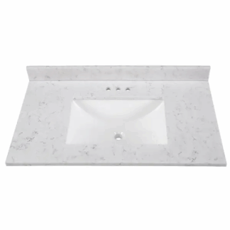 Home Decorators Collection SE37R-PR 37 in. W x 22 in. D Engineered Stone Composite White Rectangular Single Sink Vanity Top in Pulsar(SHIPPING $30)