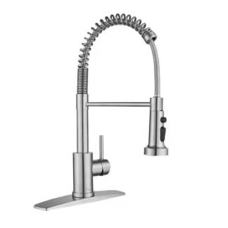 Androme H51000BN Single Handles Pull Down Sprayer Kitchen Faucets with Spring Handle,Brushed Nickel