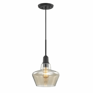 Home Decorators Collection HD-1326-I 1-Light Aged Bronze Pendant with Amber Plated Glass Shade and Vintage Bulb