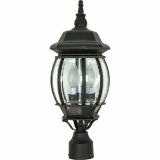 Glomar HD-899 3-Light Outdoor Textured Black Post Lantern