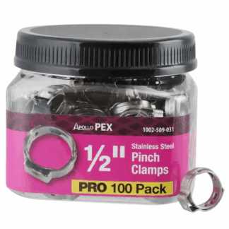 Apollo PXPC12100JR 1/2 in. Stainless Steel PEX-B Barb Pinch Clamp Jar (100-Pack)