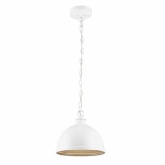 Hampton Bay 60954 Talullah 1-Light Matte White Pendant Lighting with Gold Interior