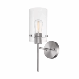 Globe Electric 51361 Cusco 1-Light Brushed Nickel Wall Sconce with Clear Glass Shade