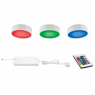 Commercial Electric 21393KIT-WH Plug-in 3-Light LED RGBW Puck Light with Color Changing