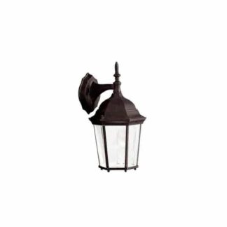 KICHLER 9650TZ Madison 14.5 in. 1-Light Tannery Bronze Outdoor Light Wall Sconce with Clear Beveled Glass (1-Pack)