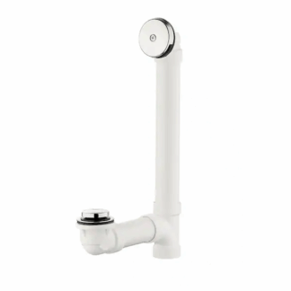 Everbilt SH-7103-PV-01-03-1 Easy Touch 1-1/2 in. Schedule 40 White PVC Pipe Bath Waste and Overflow Drain in Chrome