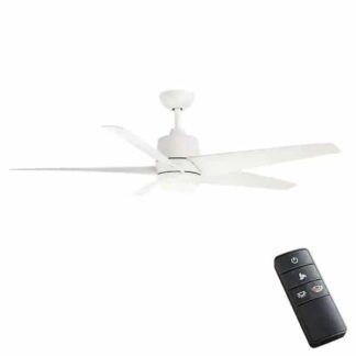 Hampton Bay 99918 Mena 54 in. White Color Changing Integrated LED Indoor/Outdoor Matte White Ceiling Fan with Light Kit and Remote Control