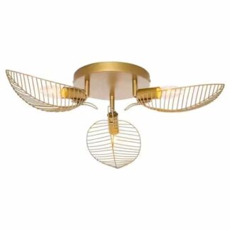 River of Goods 20683 Hope 24 in. Trio-Light Semi Flush Mount -Brushed Gold with Metal Leaf Shades