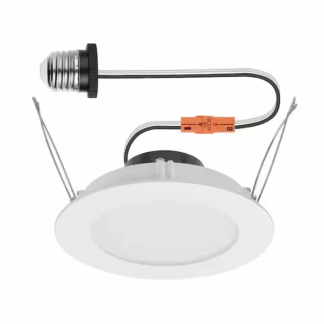 Commercial Electric 92012 Integrated LED 6-inch Retro Fit Ultra Slim Selectable Color Recessed Light, White, Energy Star, Title 20, Wet Rated