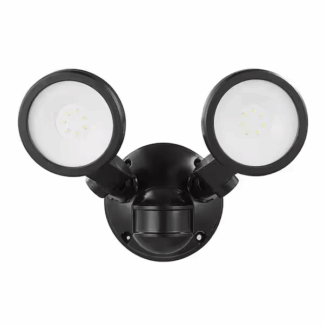 Defiant 17000019 180-Degree Black Motion Activated Wired Outdoor 2-Head Dusk-to-Dawn LED Security Flood Light 1000 Lumens