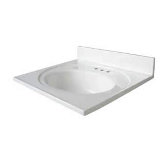 Glacier Bay N2522GB-W 25 in. W x 22 in. D Cultured Marble White Round Single Sink Vanity Top in White
