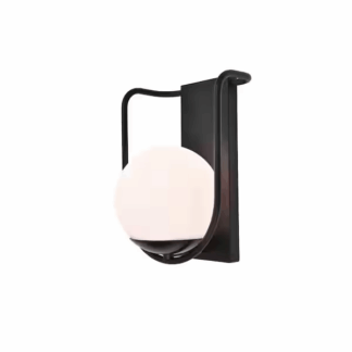 LUTEC 5106801012 1-Light Black Outdoor Smart WiFi Wall Mount Lantern Sconce with A19 Smart Light Bulb Included