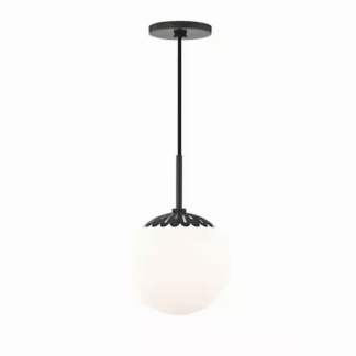 MITZI HUDSON VALLEY LIGHTING H193701S-OB Paige 1-Light 7.5 in. W Old Bronze Pendant with Opal Glossy Glass Shade