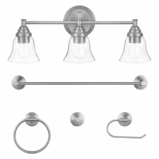 Hampton Bay HB3677-35KT Marsden 23.5 in. 3-Light Brushed Nickel Transitional Vanity with Bathroom Hardware Kit