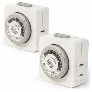 BLACK+DECKER BDXPA0020 Indoor Light Programmable Polarized Outlet Timers Analog Timer Outlet (2-Pack)