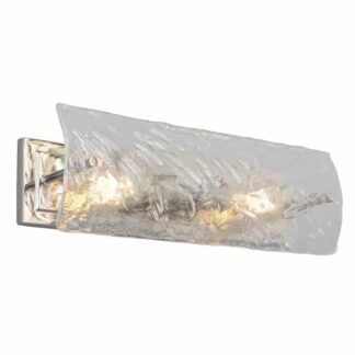 Eglo 203992A Wolter 19.02 in. 2-Light Polished Nickel Vanity Light with Clear Sculpted Glass Shade