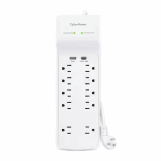 CyberPower P1004UC 10-Outlet Surge Protector with USB and 4 ft. cord, White