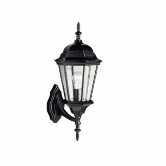KICHLER 9653BK Madison 20 in. 1-Light Black Outdoor Light Wall Sconce with Clear Beveled Glass (1-Pack)