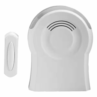 Defiant 18000009 Wireless Battery Operated Tabletop Doorbell Kit with LED Strobe Light and Wireless Push Button, White