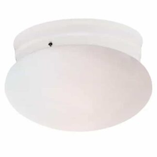 Bel Air Lighting 3619 WH Dash 8 in. 1-Light White Flush Mount Kitchen Ceiling Light Fixture with Marbleized Glass