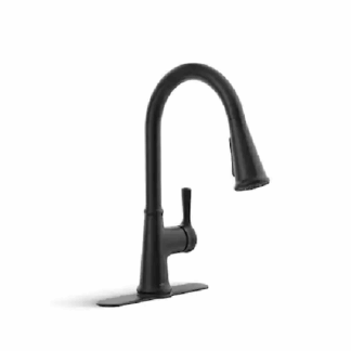 KOHLER K-R21415-BL Tyne Single-Handle Pull-Down Sprayer Kitchen Faucet in Matte Black