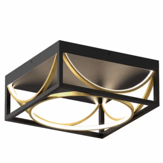 Artika FM-LU-HD2BG Luxury 13 in. 1-Light Modern Black and Gold Integrated LED Flush Mount Ceiling Light Fixture for Kitchen or Bedroom