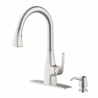 Glacier Bay 1009 093 889 Calandine Single-Handle Pull-Down Sprayer Kitchen Faucet with soap dispenser in Spot Resist Stainless