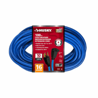 Husky 80100HY 100 ft. 16/3 Medium Duty Cold Weather Indoor/Outdoor Extension Cord, Blue