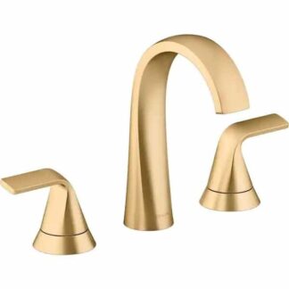 KOHLER K-R30579-4D-2MB Cursiva 8 in. Widespread Double Handle Bathroom Faucet in Vibrant Brushed Moderne Brass