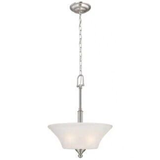 Commercial Electric HON8913A Creekford 3-Light Brushed Nickel Pendant with Frosted Glass Shade