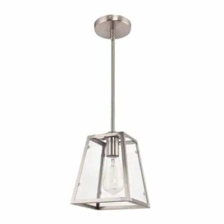 Home Decorators Collection P115-BNK Knightley 1-Light Brushed Nickel and Glass Mini Pendant