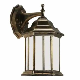 LamQee 09FDL0052ABR 1-Light Antique Brass Outdoor Aluminum Wall Lantern Sconce with E26 Socket Lighting Fixture for Garage, Doorway, Porch