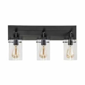 Hampton Bay DS19267 Regan 21 in. 3-Light Espresso Bronze Bathroom Vanity Light with Clear Glass Shades
