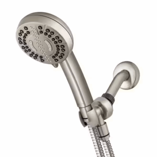 Waterpik XPC-769ME 7-Spray Patterns with 1.8 GPM 4 in. Wall Mount Adjustable Handheld Shower Head in Brushed Nickel