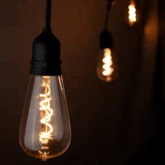 Hampton Bay ST64-12-24B 12-Light 24 ft. Outdoor/Indoor Black Plug-in ST64 Novelty Bulb LED String Light