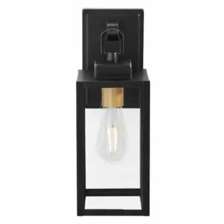 Hampton Bay HB7097-43 Maplebrook 13.6 in. Matte Black with Gold Accents 1-Light Outdoor Line Voltage Wall Sconce with No Bulb Included