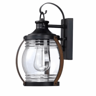 Dawn UTO-FSL01699-WL 1-Light Matte Black Hardwired Outdoor Wall Lantern Sconces with Clear Glass(1-Pack)