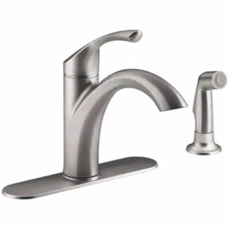 KOHLER K-R72508-VS Mistos Single-Handle Standard Kitchen Faucet with Side Sprayer in Stainless Steel