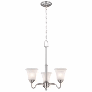 Hampton Bay HON8113A Creekford 3-Light Brushed Nickel Chandelier with Frosted Glass Shades