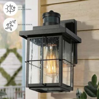 LNC NFZER3HD14745I8 Modern Outdoor Wall Light with Motion Sensor, 1-Light Black Exterior Sconce for Porch Garage Pergola Gazebo Deck Garden