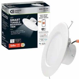Commercial Electric 538561010 5 in./6 in. Smart Hubspace Color Selectable CCT Integrated LED Recessed Light Trim