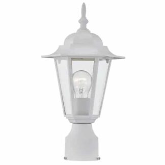 Pia Ricco 1Jay-17401WH 1-Light Textured White Outdoor Post Light with Clear Glass