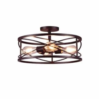 Cedar Hill 412606 17 in. 4-Light Bronze Caged Drum Semi-Flush Mount