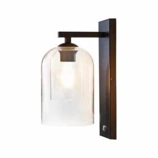 Teamson Home VN-L00075 Modern Decorative Dimmable 1 Light Armed Wall Sconce Dimple Glass Clear Globe Shade - Matt Black