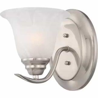 Volume Lighting V5231-33 Trinidad 1-Light Indoor Brushed Nickel Bath or Vanity Wall Mount Sconce with Alabaster Glass Bell Shade